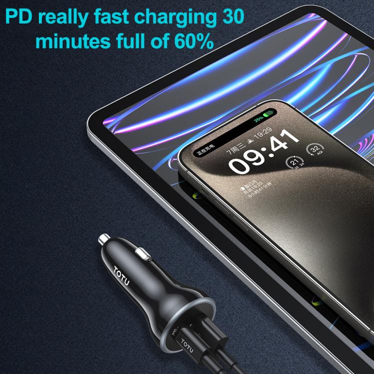 TOTU CC-5 65W USB-A and USB-C / Type-C Dual Ports Fast Charging Car Charger(Black) - Car Charger by TOTUDESIGN | Online Shopping UK | buy2fix