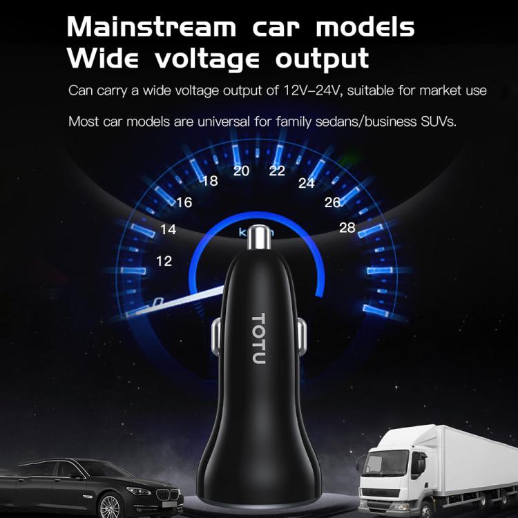 TOTU CC-5 65W USB-A and USB-C / Type-C Dual Ports Fast Charging Car Charger(Black) - Car Charger by TOTUDESIGN | Online Shopping UK | buy2fix