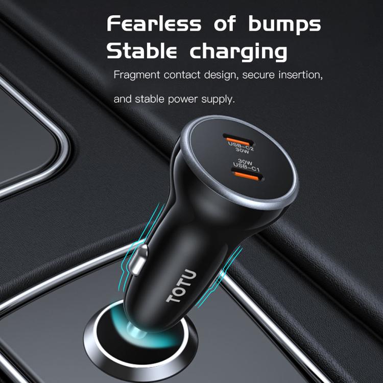 TOTU CC-5 65W USB-A and USB-C / Type-C Dual Ports Fast Charging Car Charger(Black) - Car Charger by TOTUDESIGN | Online Shopping UK | buy2fix