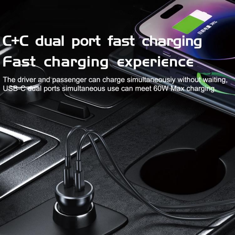 TOTU CC-6 60W USB-C / Type-C Dual Ports Fast Charging Car Charger(Black) - Car Charger by TOTUDESIGN | Online Shopping UK | buy2fix