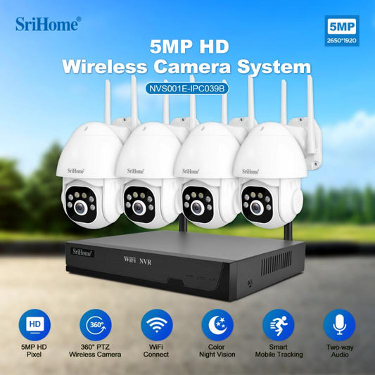 SriHome NVS001E-IPC039B 5MP 8CH HD NVR Wireless Cameras Set, Plug:EU Plug - Video Recorder Kit by SriHome | Online Shopping UK | buy2fix