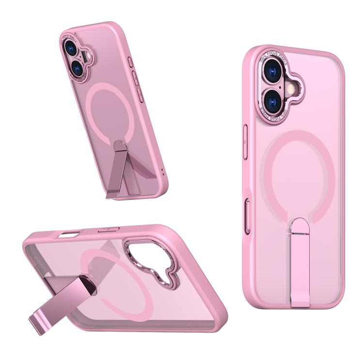 For iPhone 17 Star Shine Series TPU + PC MagSafe Phone Case with Fold Holder(Pink) - iPhone 17 Cases by buy2fix | Online Shopping UK | buy2fix
