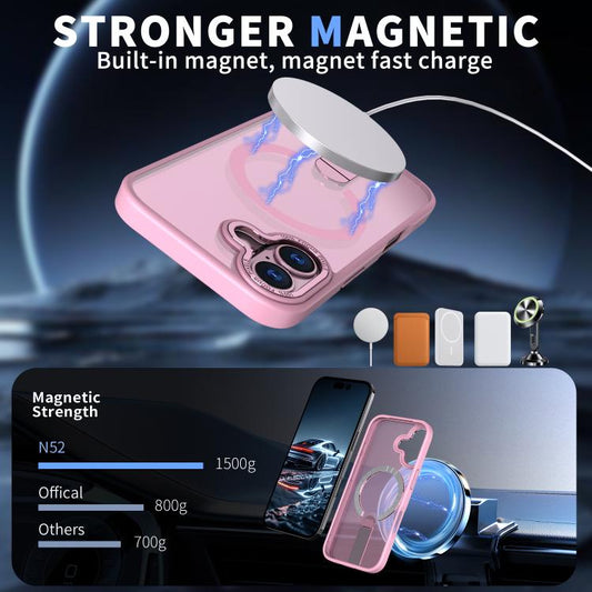 For iPhone 17 Star Shine Series TPU + PC MagSafe Phone Case with Fold Holder(Pink) - iPhone 17 Cases by buy2fix | Online Shopping UK | buy2fix