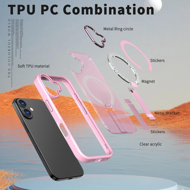 For iPhone 17 Star Shine Series TPU + PC MagSafe Phone Case with Fold Holder(Pink) - iPhone 17 Cases by buy2fix | Online Shopping UK | buy2fix