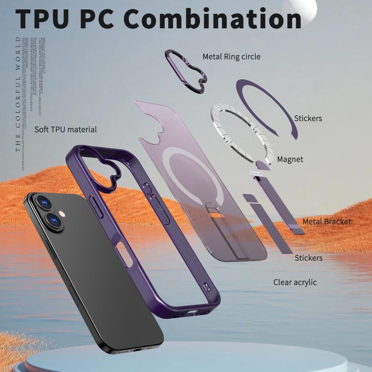 For iPhone 17 Star Shine Series TPU + PC MagSafe Phone Case with Fold Holder(Purple) - iPhone 17 Cases by buy2fix | Online Shopping UK | buy2fix
