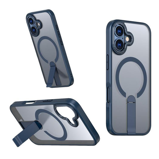 For iPhone 17 Star Shine Series TPU + PC MagSafe Phone Case with Fold Holder(Navy Blue) - iPhone 17 Cases by buy2fix | Online Shopping UK | buy2fix