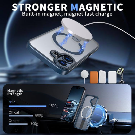 For iPhone 17 Star Shine Series TPU + PC MagSafe Phone Case with Fold Holder(Navy Blue) - iPhone 17 Cases by buy2fix | Online Shopping UK | buy2fix