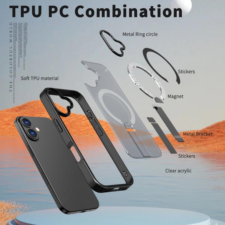 For iPhone 17 Star Shine Series TPU + PC MagSafe Phone Case with Fold Holder(Black) - iPhone 17 Cases by buy2fix | Online Shopping UK | buy2fix