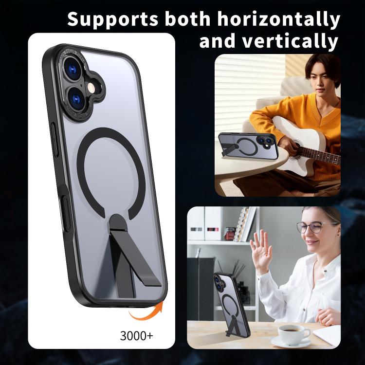 For iPhone 17 Star Shine Series TPU + PC MagSafe Phone Case with Fold Holder(Black) - iPhone 17 Cases by buy2fix | Online Shopping UK | buy2fix