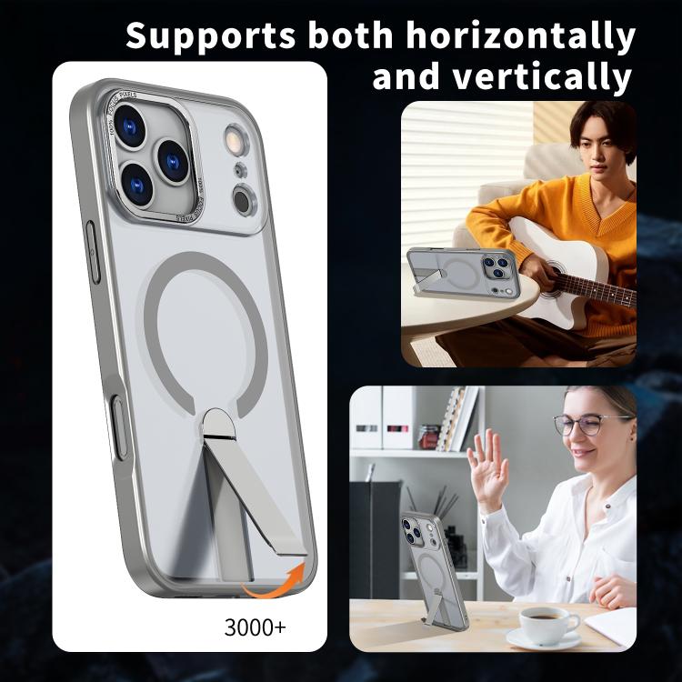 For iPhone 17 Pro Star Shine Series TPU + PC MagSafe Phone Case with Fold Holder(Grey) - iPhone 17 Pro Cases by buy2fix | Online Shopping UK | buy2fix