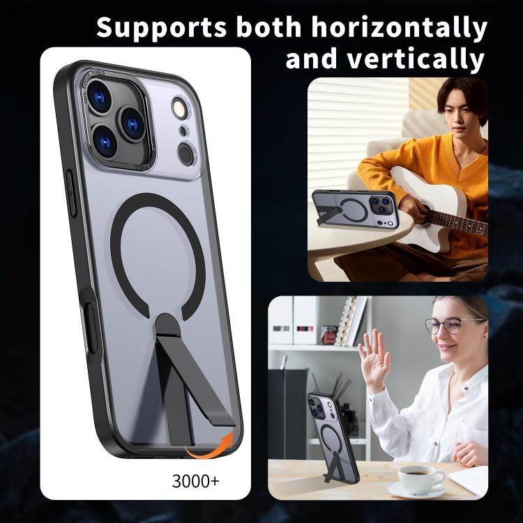 For iPhone 17 Pro Max Star Shine Series TPU + PC MagSafe Phone Case with Fold Holder(Black) - iPhone 17 Pro Max Cases by buy2fix | Online Shopping UK | buy2fix