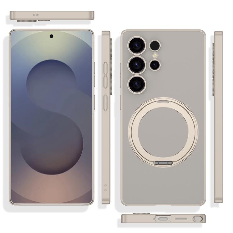 For Samsung Galaxy S24 Ultra 5G Frosted Skin-feel Magnetic Rotating Holder Phone Case, Not Included Pen(Gray) - Galaxy S24 Ultra 5G Cases by GKK | Online Shopping UK | buy2fix