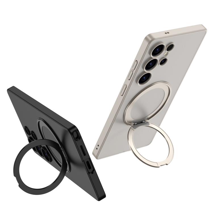 For Samsung Galaxy S24 Ultra 5G Frosted Skin-feel Magnetic Rotating Holder Phone Case, Not Included Pen(Gray) - Galaxy S24 Ultra 5G Cases by GKK | Online Shopping UK | buy2fix