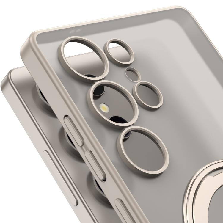 For Samsung Galaxy S24 Ultra 5G Frosted Skin-feel Magnetic Rotating Holder Phone Case, Not Included Pen(Gray) - Galaxy S24 Ultra 5G Cases by GKK | Online Shopping UK | buy2fix