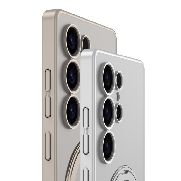 For Samsung Galaxy S24 Ultra 5G Frosted Skin-feel Magnetic Rotating Holder Phone Case, Not Included Pen(Gray) - Galaxy S24 Ultra 5G Cases by GKK | Online Shopping UK | buy2fix