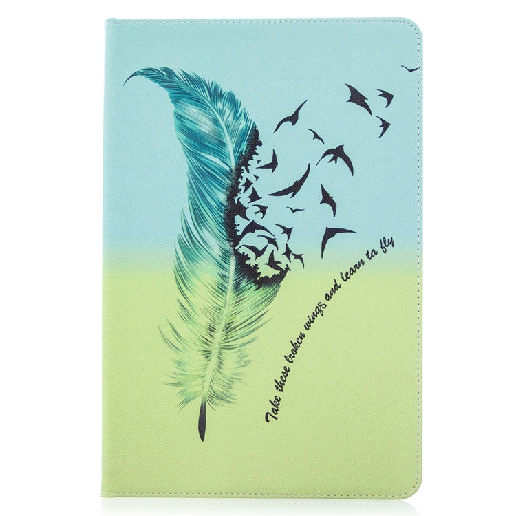For Samsung Galaxy Tab S8 / Galaxy Tab S7 T870 Colored Drawing Pattern Horizontal Flip Leather Case with Holder & Card Slots & Wallet(Feather Bird) - Galaxy Tab S8 Cases by buy2fix | Online Shopping UK | buy2fix