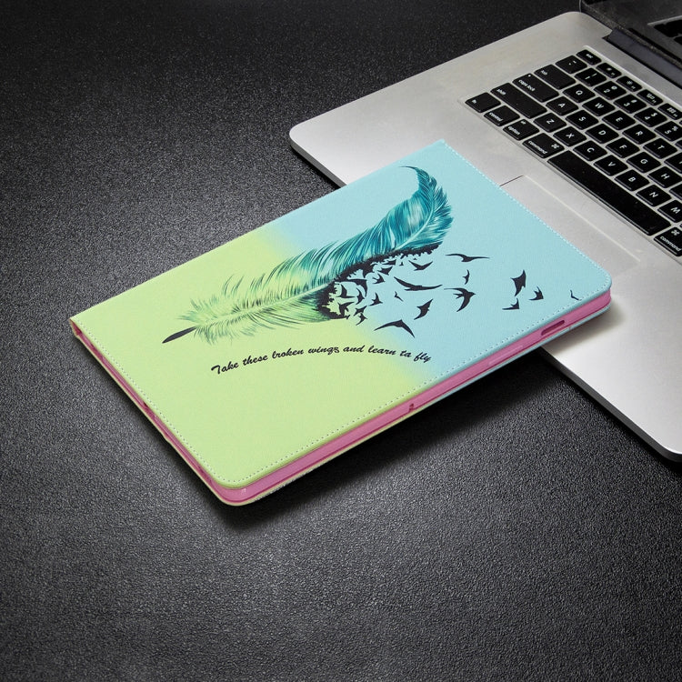 For Samsung Galaxy Tab S8 / Galaxy Tab S7 T870 Colored Drawing Pattern Horizontal Flip Leather Case with Holder & Card Slots & Wallet(Feather Bird) - Galaxy Tab S8 Cases by buy2fix | Online Shopping UK | buy2fix