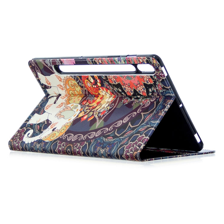 For Samsung Galaxy Tab S8 / Galaxy Tab S7 T870 Colored Drawing Pattern Horizontal Flip Leather Case with Holder & Card Slots & Wallet(Flower Elephant) - Galaxy Tab S8 Cases by buy2fix | Online Shopping UK | buy2fix