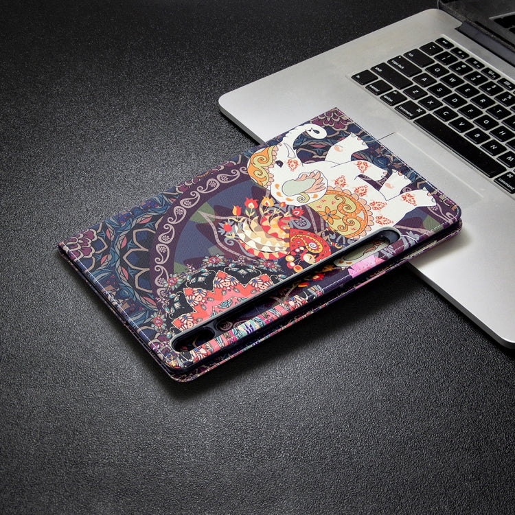 For Samsung Galaxy Tab S8 / Galaxy Tab S7 T870 Colored Drawing Pattern Horizontal Flip Leather Case with Holder & Card Slots & Wallet(Flower Elephant) - Galaxy Tab S8 Cases by buy2fix | Online Shopping UK | buy2fix