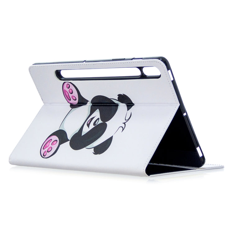 For Samsung Galaxy Tab S8 / Galaxy Tab S7 T870 Colored Drawing Pattern Horizontal Flip Leather Case with Holder & Card Slots & Wallet(Panda) - Galaxy Tab S8 Cases by buy2fix | Online Shopping UK | buy2fix