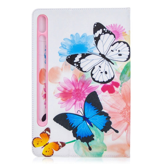 For Samsung Galaxy Tab S8 / Galaxy Tab S7 T870 Colored Drawing Pattern Horizontal Flip Leather Case with Holder & Card Slots & Wallet(Two Butterflies) by buy2fix