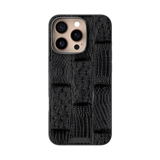 For iPhone 16 Pro ABEEL Beast Pattern 6D Micro-Embossed MagSafe Genuine Leather Phone Case(Black) - iPhone 16 Pro Cases by buy2fix | Online Shopping UK | buy2fix
