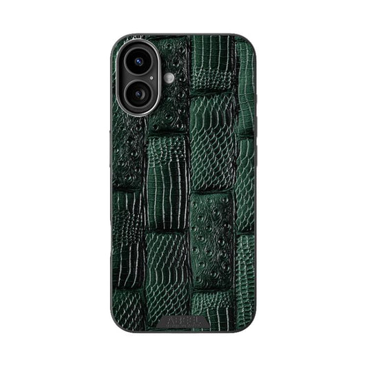 For iPhone 16 ABEEL Beast Pattern 6D Micro-Embossed MagSafe Genuine Leather Phone Case(Green) - iPhone 16 Cases by buy2fix | Online Shopping UK | buy2fix