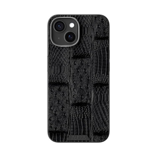 For iPhone 15 Plus ABEEL Beast Pattern 6D Micro-Embossed MagSafe Genuine Leather Phone Case(Black) - iPhone 15 Plus Cases by buy2fix | Online Shopping UK | buy2fix