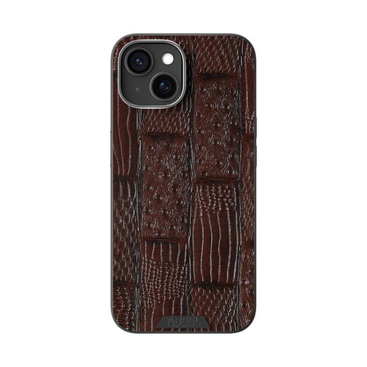 For iPhone 15 ABEEL Beast Pattern 6D Micro-Embossed MagSafe Genuine Leather Phone Case(Brown) - iPhone 15 Cases by buy2fix | Online Shopping UK | buy2fix