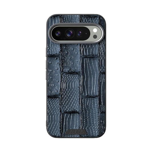 For Google Pixel 10 Pro XL ABEEL Beast Pattern 6D Micro-Embossed MagSafe Genuine Leather Phone Case(Blue) - Google Cases by buy2fix | Online Shopping UK | buy2fix