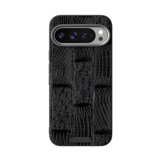 For Google Pixel 10 / 10 Pro ABEEL Beast Pattern 6D Micro-Embossed MagSafe Genuine Leather Phone Case(Black) - Google Cases by buy2fix | Online Shopping UK | buy2fix