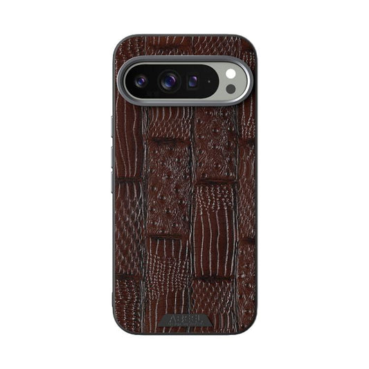 For Google Pixel 10 / 10 Pro ABEEL Beast Pattern 6D Micro-Embossed MagSafe Genuine Leather Phone Case(Brown) - Google Cases by buy2fix | Online Shopping UK | buy2fix