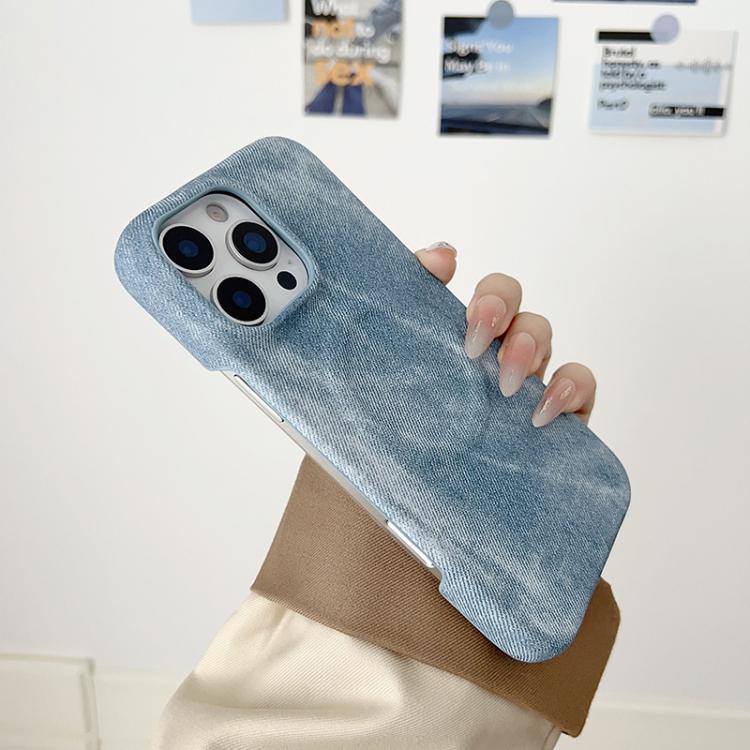 For iPhone 17 Denim MagSafe Magnetic PC + PU Phone Case(Grayish Blue) - iPhone 17 Cases by buy2fix | Online Shopping UK | buy2fix