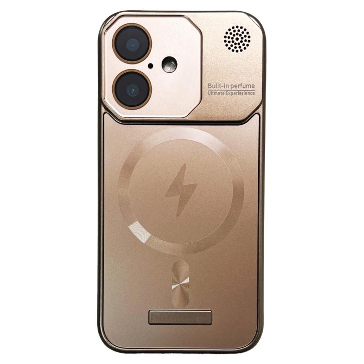 For iPhone 16 Plus Frameless Aromatherapy MagSafe Magnetic PC Phone Case(Gold) - iPhone 16 Plus Cases by buy2fix | Online Shopping UK | buy2fix