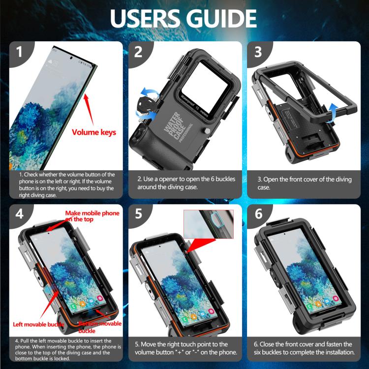 RedPepper 4th Generation Diving Protective Case, Waterproof depth: 15m(Black) - Waterproof Bag by RedPepper | Online Shopping UK | buy2fix