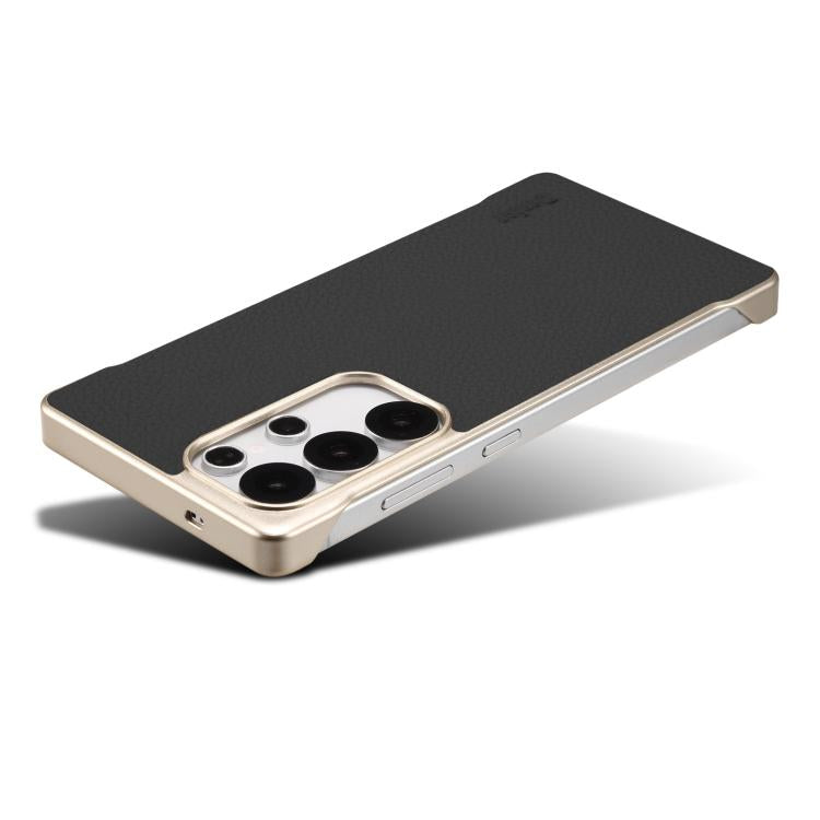 For Samsung Galaxy S25 Ultra 5G Denior A20 Genuine Leather Litchi Texture MagSafe Frameless Phone Case(Black) - Galaxy S25 Ultra 5G Cases by Denior | Online Shopping UK | buy2fix