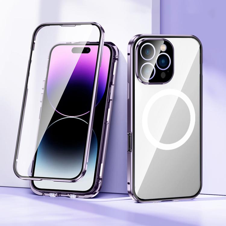 For iPhone 16 360 Full Body Magnetic Frosted MagSafe Phone Case(Purple) - iPhone 16 Cases by buy2fix | Online Shopping UK | buy2fix
