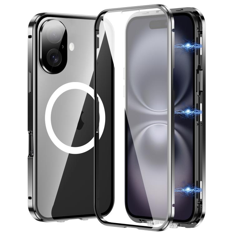For iPhone 16 360 Full Body Magnetic Frosted MagSafe Phone Case(Black) - iPhone 16 Cases by buy2fix | Online Shopping UK | buy2fix