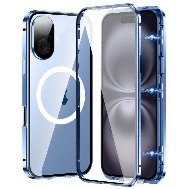 For iPhone 16 360 Full Body Magnetic Frosted MagSafe Phone Case(Sierra Blue) - iPhone 16 Cases by buy2fix | Online Shopping UK | buy2fix