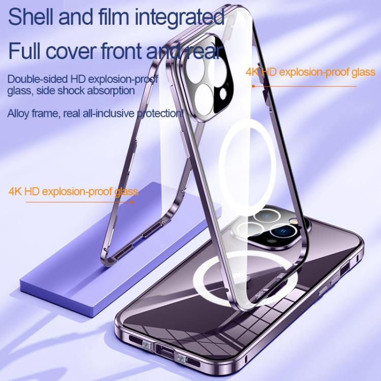 For iPhone 16 360 Full Body Magnetic Frosted MagSafe Phone Case(Purple) - iPhone 16 Cases by buy2fix | Online Shopping UK | buy2fix