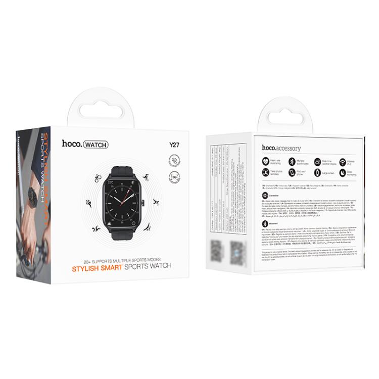hoco Y27 1.95 inch Screen IPX4 Waterproof Smart Sports Watch, Call Version(Blue) - Smart Watches by hoco | Online Shopping UK | buy2fix