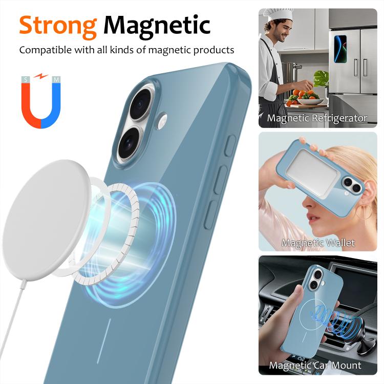 For iPhone 17 Glossy TPU Shockproof MagSafe Phone Case with Lanyard(Blue) - iPhone 17 Cases by buy2fix | Online Shopping UK | buy2fix
