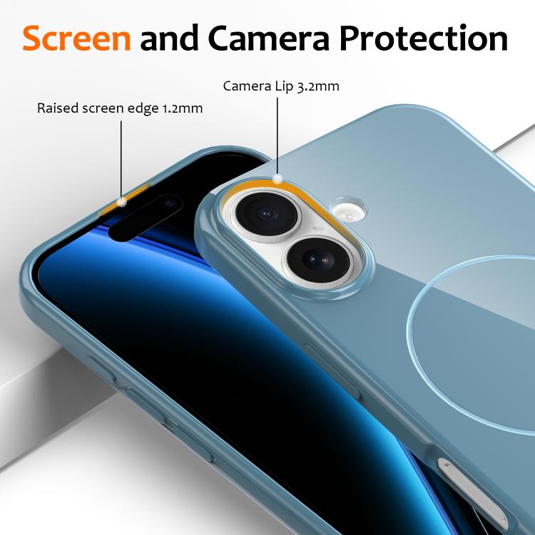 For iPhone 17 Glossy TPU Shockproof MagSafe Phone Case with Lanyard(Blue) - iPhone 17 Cases by buy2fix | Online Shopping UK | buy2fix