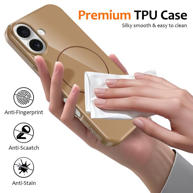 For iPhone 17 Glossy TPU Shockproof MagSafe Phone Case with Lanyard(Gold) - iPhone 17 Cases by buy2fix | Online Shopping UK | buy2fix
