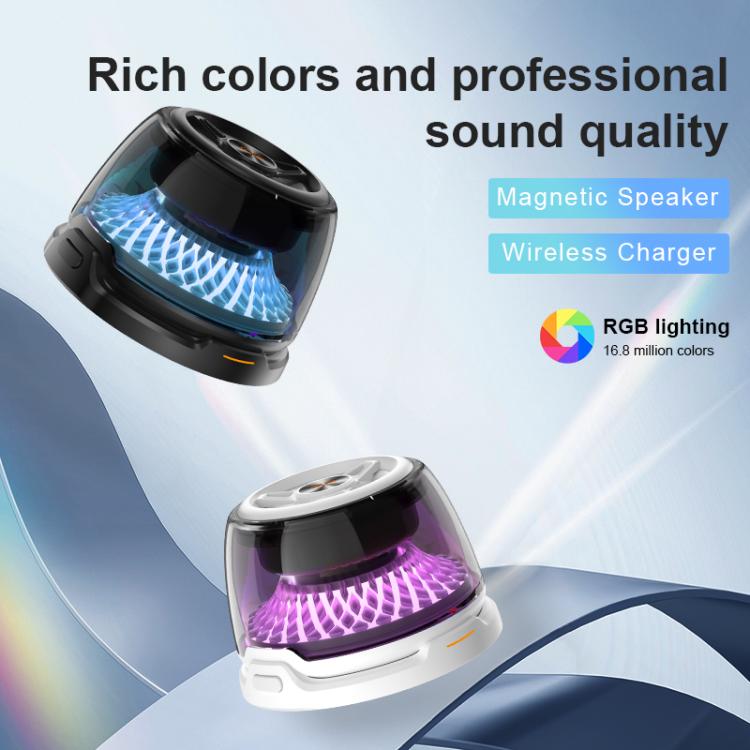 R9 Portable RGB Light Smart Bluetooth Speaker Magnetic Phone Holder Wireless Charger(Black) - Mini Speaker by buy2fix | Online Shopping UK | buy2fix