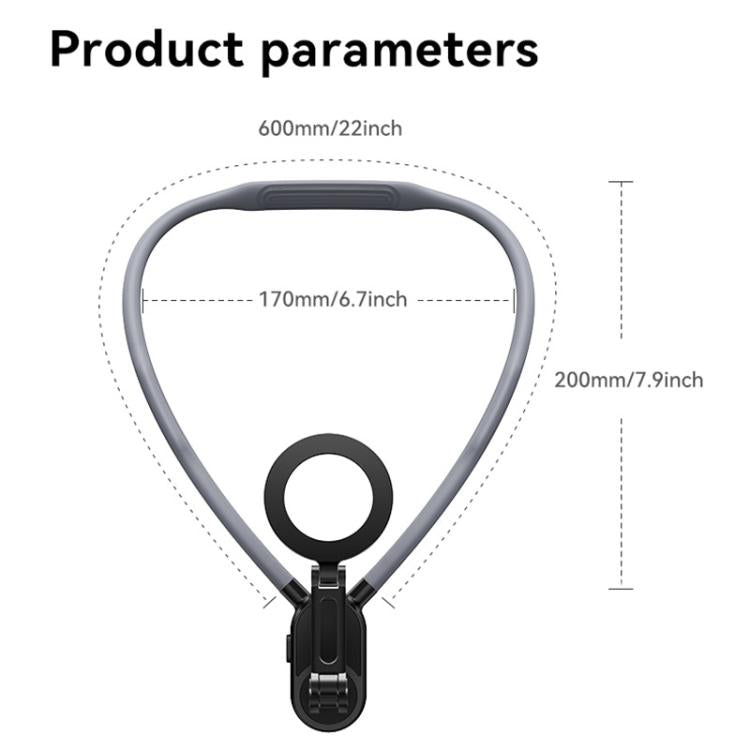 Collar Neck Hanger Magnetic Phone Holder(Skin Feel Gray) - Lazy Bracket by buy2fix | Online Shopping UK | buy2fix