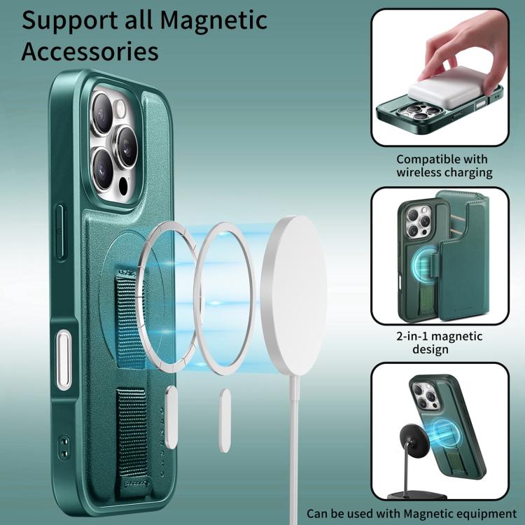 For iPhone 16 Pro Max CaseNeo Finger Grip Strap MagSafe Leather Phone Case(Green) - iPhone 16 Pro Max Cases by CaseNeo | Online Shopping UK | buy2fix