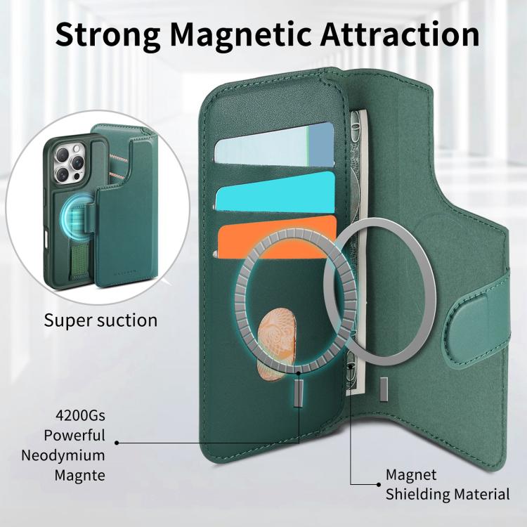 For iPhone 16 CaseNeo Finger Grip Strap MagSafe Leather Phone Case(Green) - iPhone 16 Cases by CaseNeo | Online Shopping UK | buy2fix