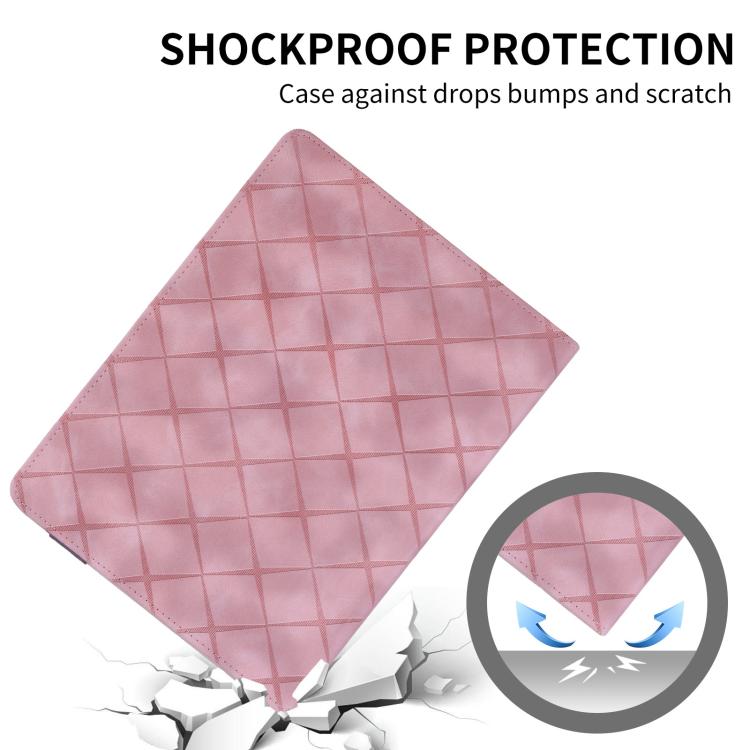 For iPad mini 6 / mini 2024 Rhombus Embossed Leather Smart Tablet Case(Pink) - iPad mini 2024 Cases by buy2fix | Online Shopping UK | buy2fix