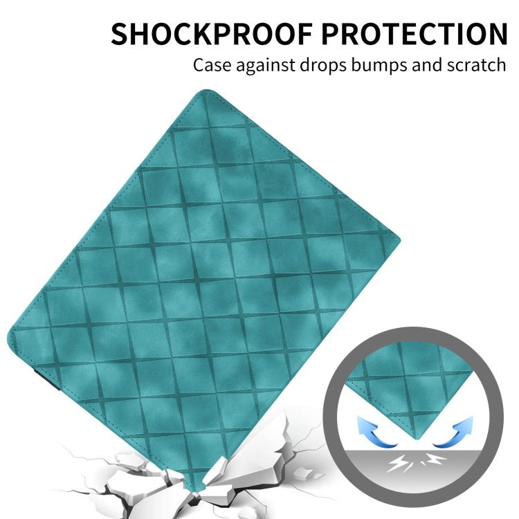 For iPad mini 6 / mini 2024 Rhombus Embossed Leather Smart Tablet Case(Green) - iPad mini 2024 Cases by buy2fix | Online Shopping UK | buy2fix